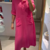 Vestido en lino Fucsia Verde y beige
